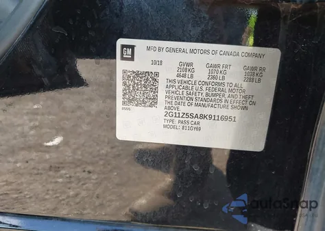 2019 Chevrolet Impala Lt z USA, uszkodzony, nr VIN 2G11Z5SA8K9116951